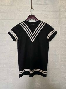 Black Striped V-Neck T-Shirt