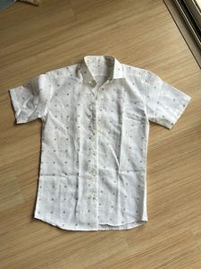 Men's White Short Sleeve Printed Shirt