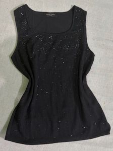 PIERRE CARDIN Sparkly Black Sleeveless Top