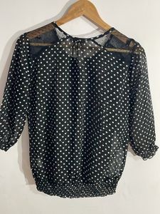 White Doted Black Top