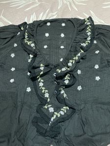 Elegant Black Embroidered Women Top