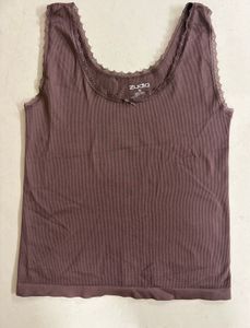 Zudio Ribbed Lace bow Tank Top