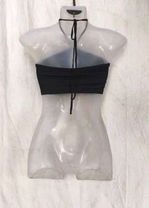 I. Black Halter Neck Crop Top