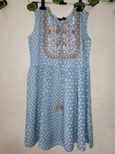 Blue Embroidered Kurta Set with Palazzo &amp; Dupatta