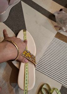 Embellished Beige Flip Flops