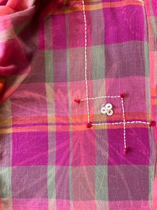 Pink Checked Fit And Flare Dress