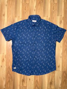 Ed Hardy Blue Patterned Casual oversize Shirt