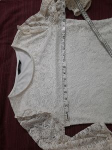 White Lace Top Office Party College Wear Summer
