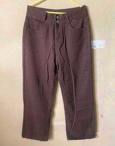 High Waist Straight Leg Brown Jeans