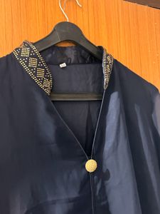 Elegant Navy Kurta Set with Gold Embellishments