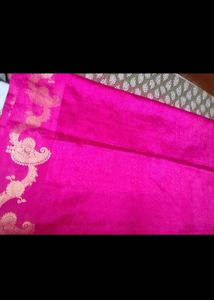 Vibrant Pink saree with stiched blouse