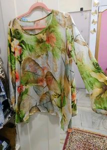 Bohemian Floral Print Sheer Top
