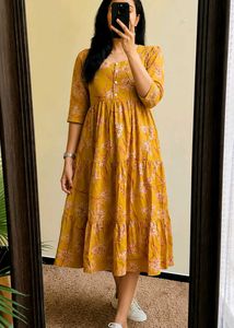 Yellow Floral Print Dress ( Brand new )