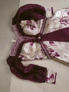 Cream And Maroon Colour Gown