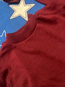Maroon mens  Long Sleeve Top with Logo