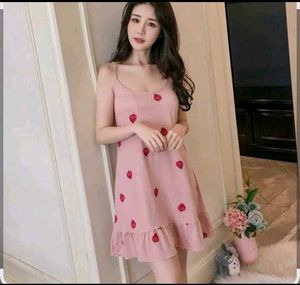 Cute Pink Strawberry Print Nightgown