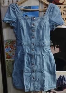 Light Wash Denim Button-Up Dress