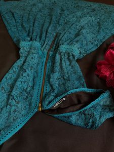 Teal Lace V-Neck Dress