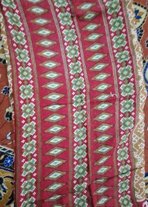 Vibrant Red Saree with Geometric Print
