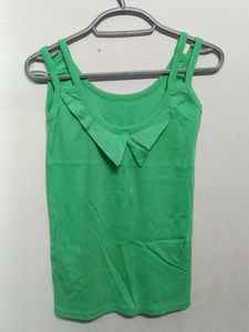Green Tank Top with Ruffle Detail