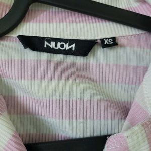 Nuon Pink and White Striped T Shirt