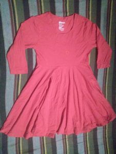 Women's Red Gathered Fit & Flare Dress