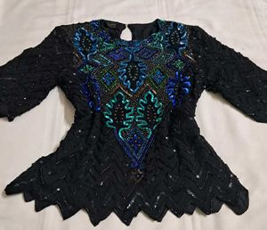 Y2k Vintage Embellished Black Chatpata Desi Top