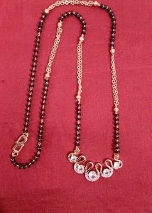 MElegant Gold Plated Black Beads Mangalsutra Neckl