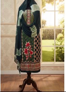 Elegant Green Floral salwar /suit  fabric