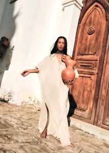 Elegant Off-White Kaftan Gown