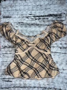 Chic Plaid Off-Shoulder Top