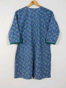 Fabindia Blue With Multicolour Floral Printed Kurt