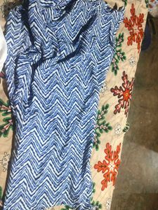 Blue Floral Print Cotton Kurta