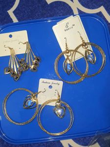 Assorted Fashion Earrings - Gold Tones