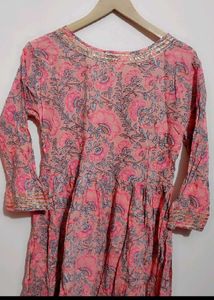 Pink Printed Anarkali Kurti For 32 Bust