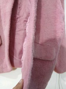 Pink Fuzzy Cropped Jacket