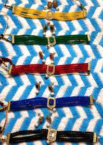 Beaded Choker & Earring Set(1 piece =129rupees)