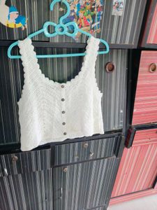 Crocheted Button-Up Tank Top