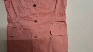 Chic Coral Button-Up Shirt Dress