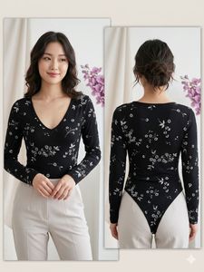 Floral Print Long Sleeve Bodysuit