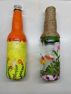 Hand-Painted Bottle Planters diy myself pack of 2