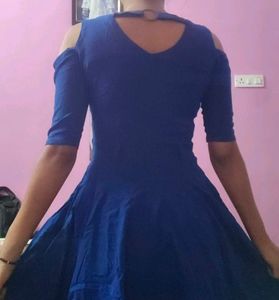 Vibrant Blue A-Line Midi Dress
