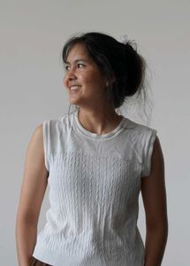 White Sleeveless Cable Knit Top