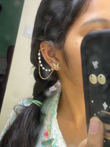 Chic Butterfly Pearl Chain Earring Set