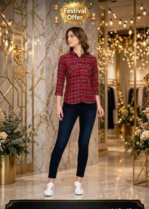 Red Plaid Button-Up Shirt
