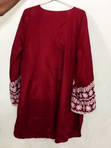 Maroon Embroidered Kurta Set