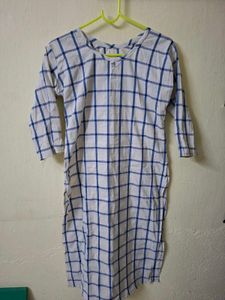 Blue & White Checkered Kurta with leggings