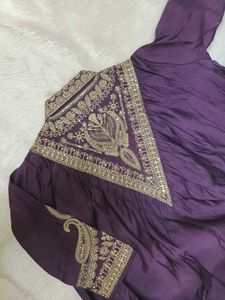 Embroidered Purple Kurta Set