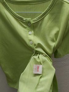 Lime Green Button-Up Crop Top