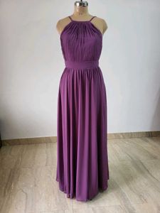 Elegant Purple Halter Neck Maxi Dress